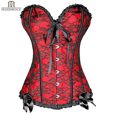 815 Floral Red X женские корсеты для талии, сексуальное женское белье, стимпанк корсет, бюстье, топ с вышивкой, Корсеты с стринги, CN, US, UK - Цвет: 815 Floral Red