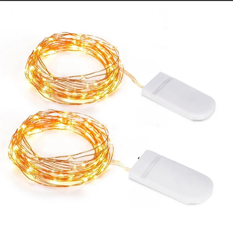 LAIDEYI 2M 20 LED Copper Wire String Light With Button Cell Fairy Lights Outdoor Lighting For Christmas Wedding Decor String|copper wire string