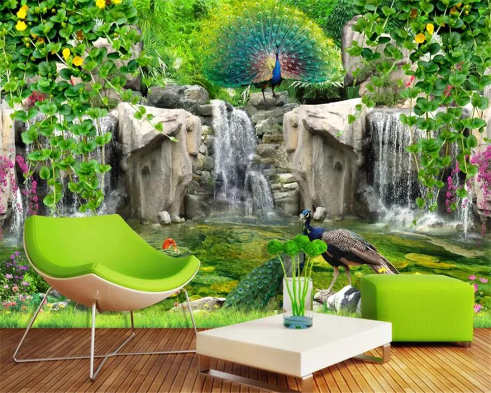 Пользовательские 3d обои свежие искусственные горные павлиньи цветы vine 3D ТВ для