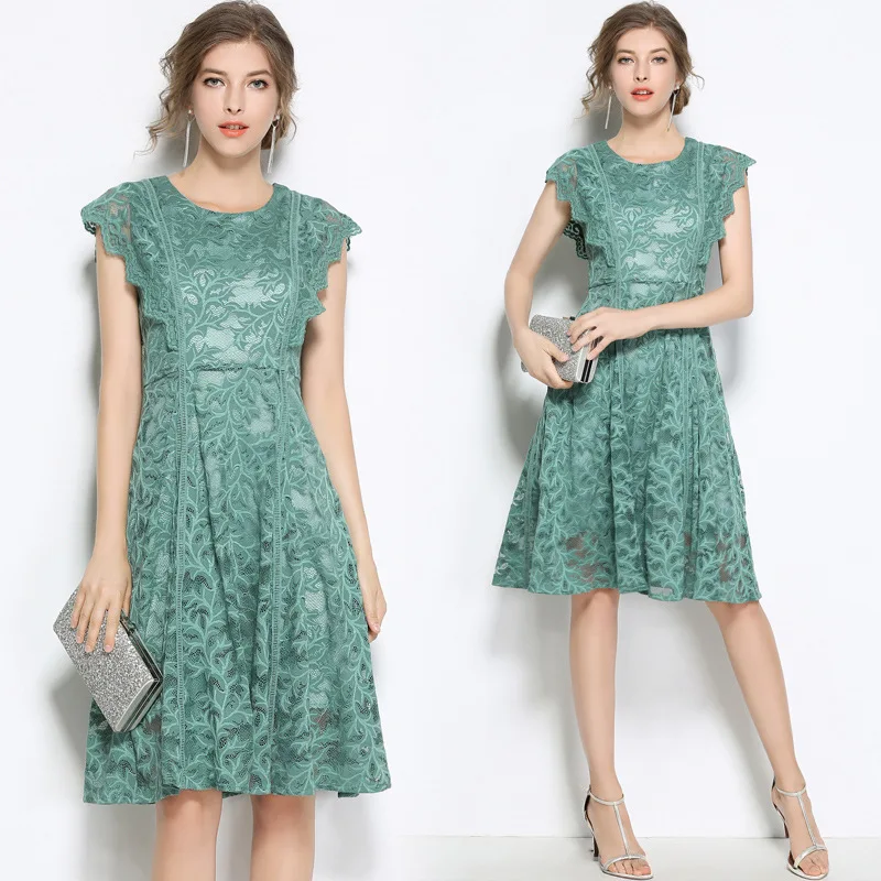 2018 New Arrival Elegant Summer Women Bohemian Dresses Lady Petal Sleeve O neck Dress Vestidos 3225 | Женская одежда