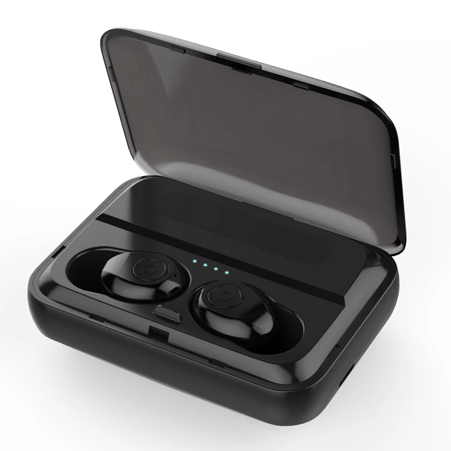 TWS 5,0 бинауральные звонки Bluetooth беспроводные наушники спортивные игровые Вкладные наушники стереонаушники Hi-Fi гарнитура с микрофоном - Цвет: no-LED-black