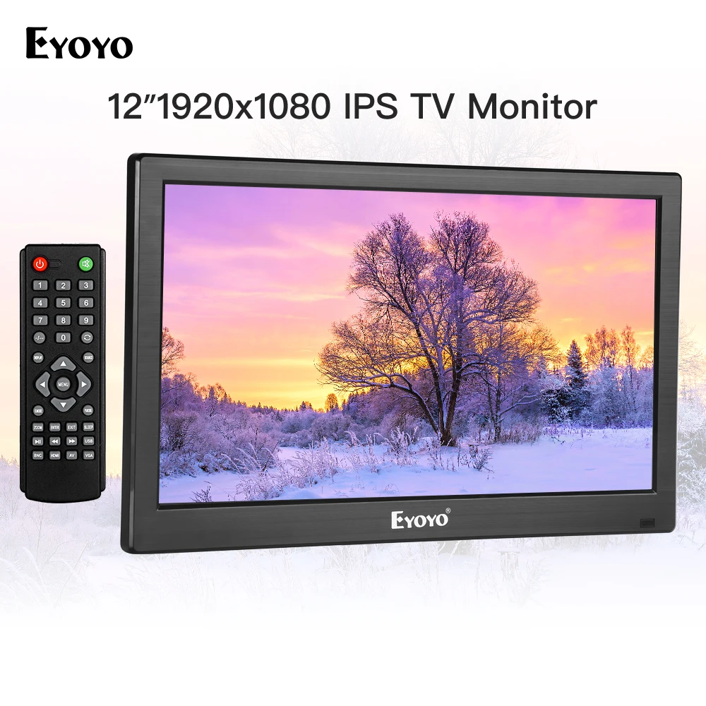 Eyoyo 12 дюймов HDMI ТВ монитор 1920x1080 ips ЖК экран дисплей ТВ/HDMI/VGA/AV/USB вход и пульт