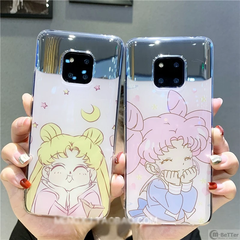 For Huawei P20/P30 pro make-up glass case Sailor Moon cover mate20 soft siliconce nova3i/3/2s+ strap + airbag phone holder |