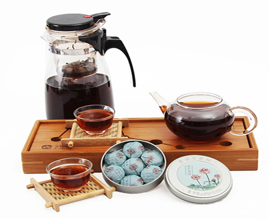 puer tea New Arrival Top Quality Mini Box Compressed Tea Chinese Authentic Lotus Leaf Fragrance 1box=7pieces BKTH002 |