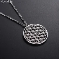 stainless steel flower of life charm necklace fleur de vie sacred geometry jewlery gifts for friends