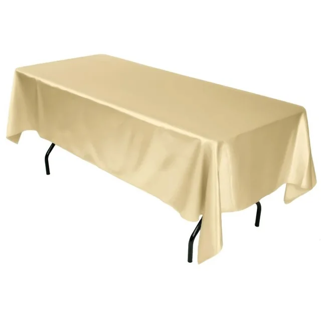 beige 1 шт. двойной сшитый край 145 см x 304 см прямоугольная атласная Скатерть белая/черная скатерть для свадебного Рождественского украшения - Цвет: beige