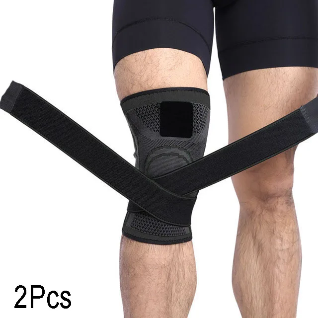 Black-2Pcs 2 шт. Спорт Бег Велосипедный спорт тренажерный зал наколенники Поддержка подтяжки эластичный нейлон компрессионный наколенник протектор рукав для Волейбольного баскетбола - Цвет: Black-2Pcs