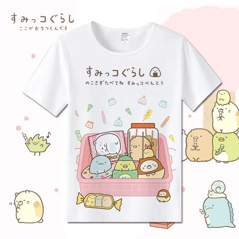 Новые хлопковые футболки Sumikko Gurashi для женщин Студенческая футболка с героями