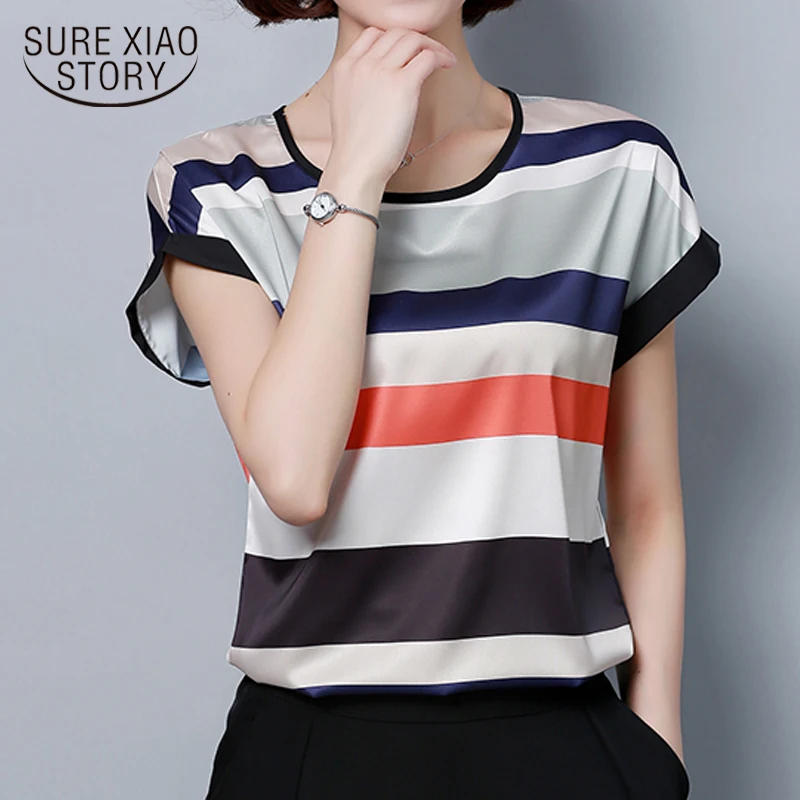 Blusas mujer de moda размера плюс женская блузка женская шифоновая блузка с коротким рукавом женские топы и блузки женские топы 3568 50