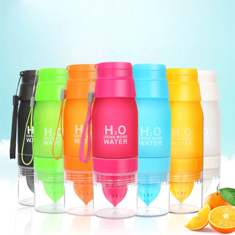 

New 650ml Fruit Infuser Water Bottle H20 Plastic Lemon Juice Bottles With Tea infusion For Sport Travel Outdoor BPA Free