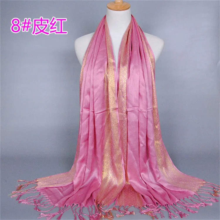 21 NEW women gold cotton solid color muslim head scarf shawls and wraps pashmina bandana female foulard ladies hijab stores - Цвет: 21
