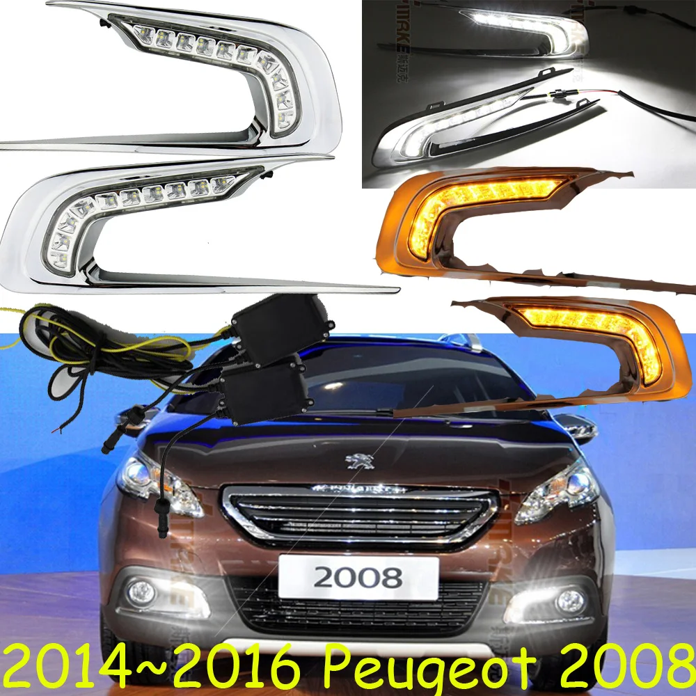 

2014 ~ 2016 год для Peugeot 2008 Дневной светильник автомобильные аксессуары светодиодный DRL головной светильник для Peugeot 2008 туман светильник