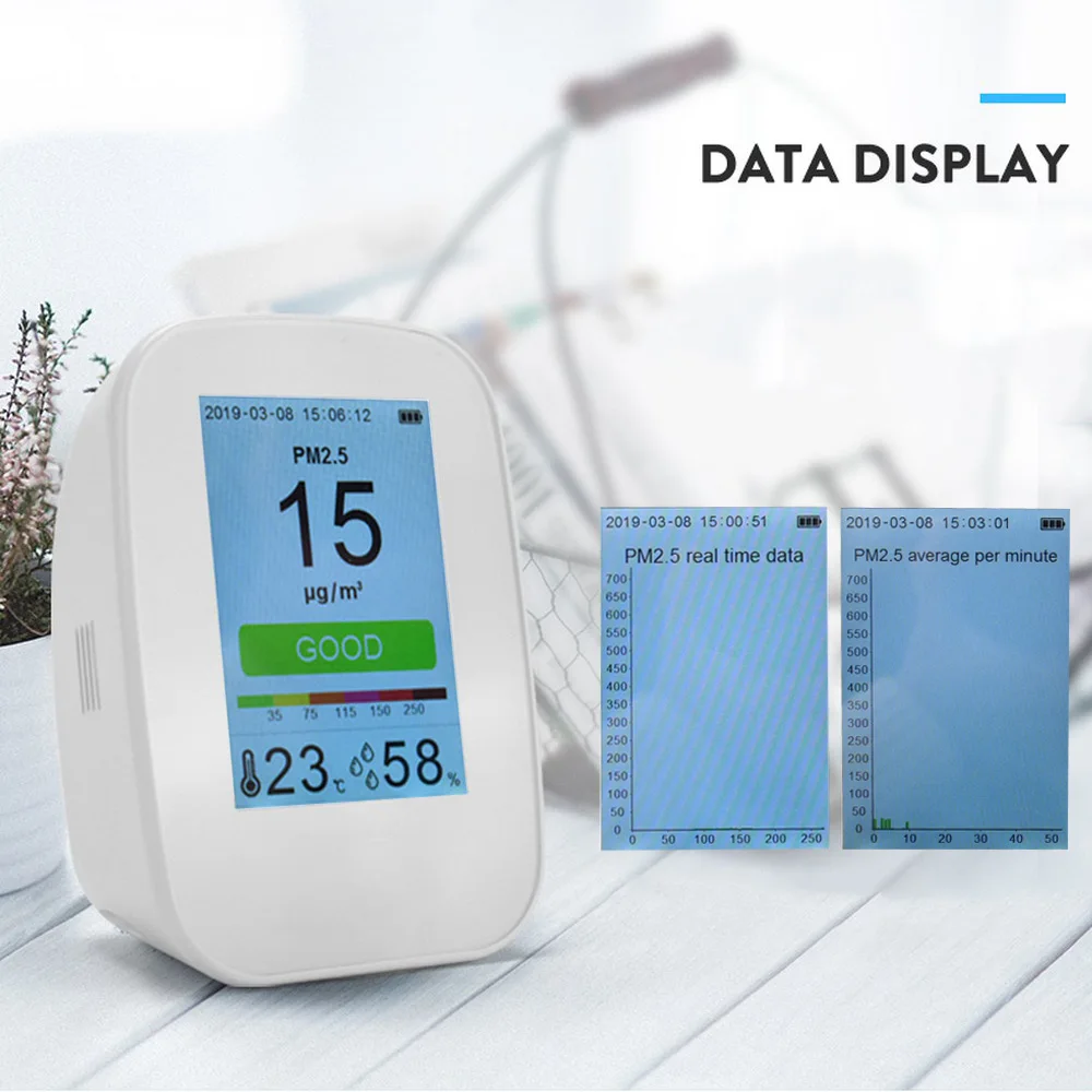 Цифровой детектор качества воздуха комнатный и уличный TVOC PM2.5 тестер измеритель