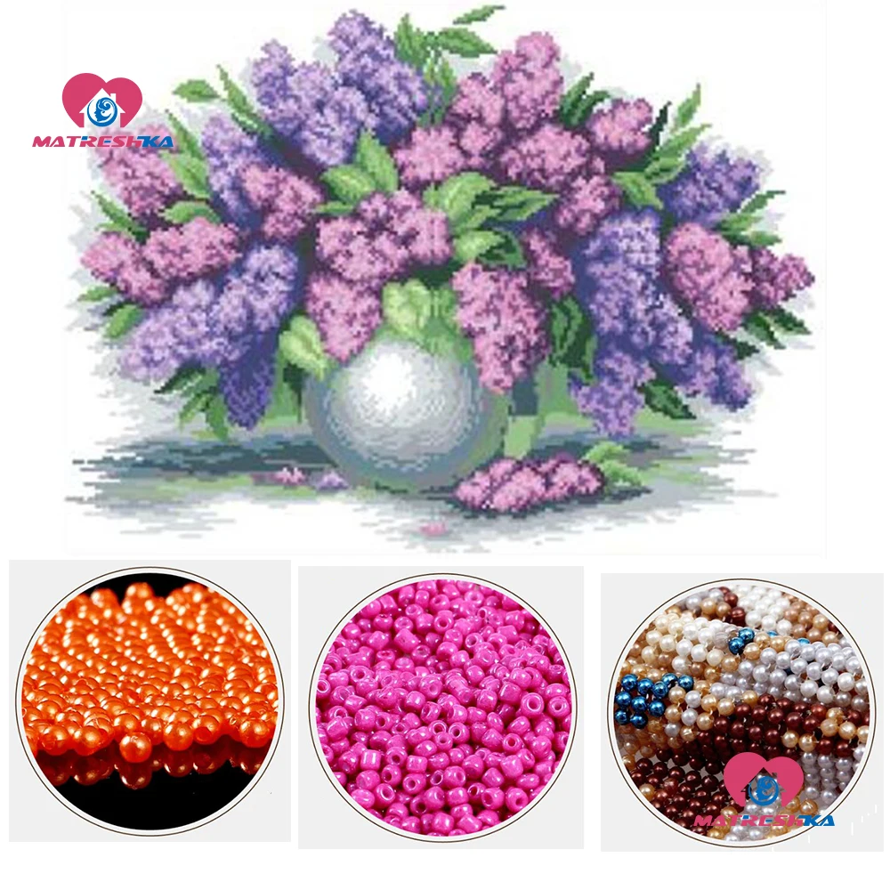 

beads embroidery lavender flower beadwork home decor crafts beads cross stitch accessories pearl embroidery Partial embroidery