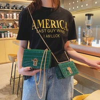 mini square flip bag summer new quality pu leather womens designer handbag stone pattern lock chain shoulder messenger bag