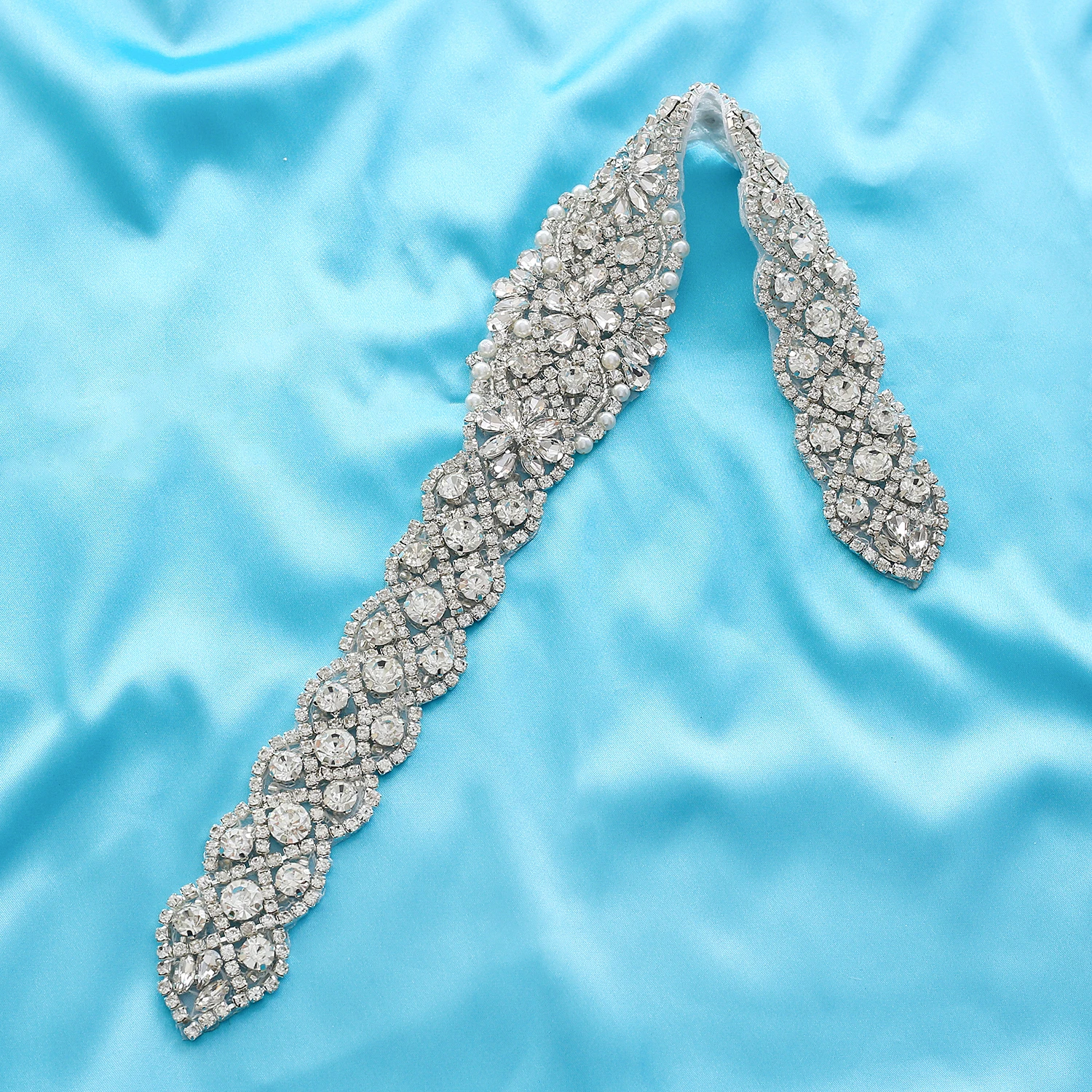 

Women's Clear Crystal Rhinestone Sash Wedding Belt for Bridal Gowns J167S
