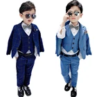 Костюм детский клетчатый из блейзера и штанов, с цветочным принтом