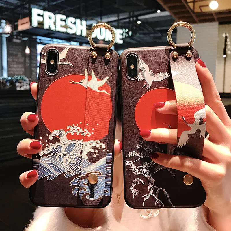 UDKEFO чехлы для телефонов с ремешком на запястье Huawei P30 P20 Pro Lite Мягкий чехол из ТПУ P10
