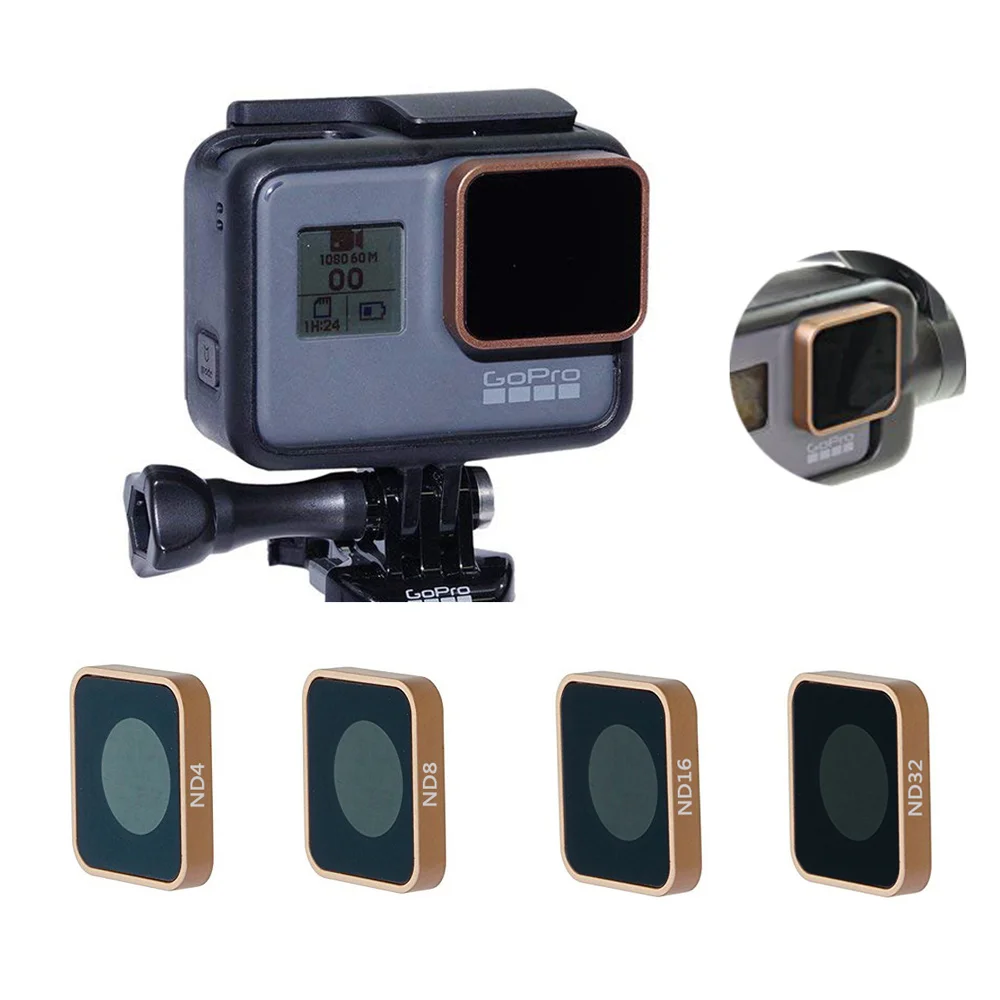 ND4 ND8 ND16 ND32 фильтр для объектива нейтральной плотности для Gopro Hero 5 6 7 Черная Камера экшн-камера аксессуар Топ