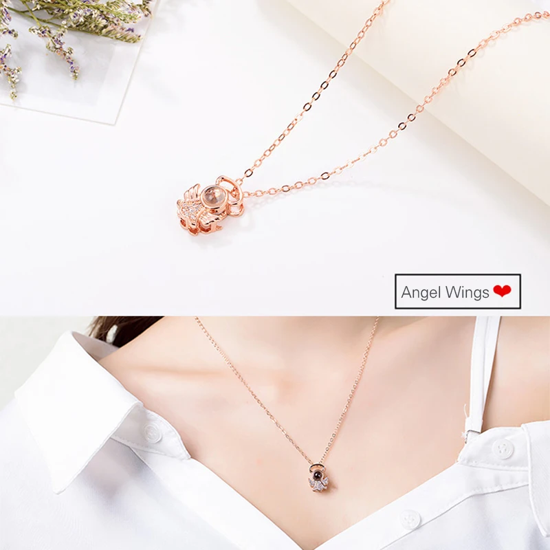 Привет YONG 2019 Новое поступление Розовое золото проекции 100 языков I Love You Шарм