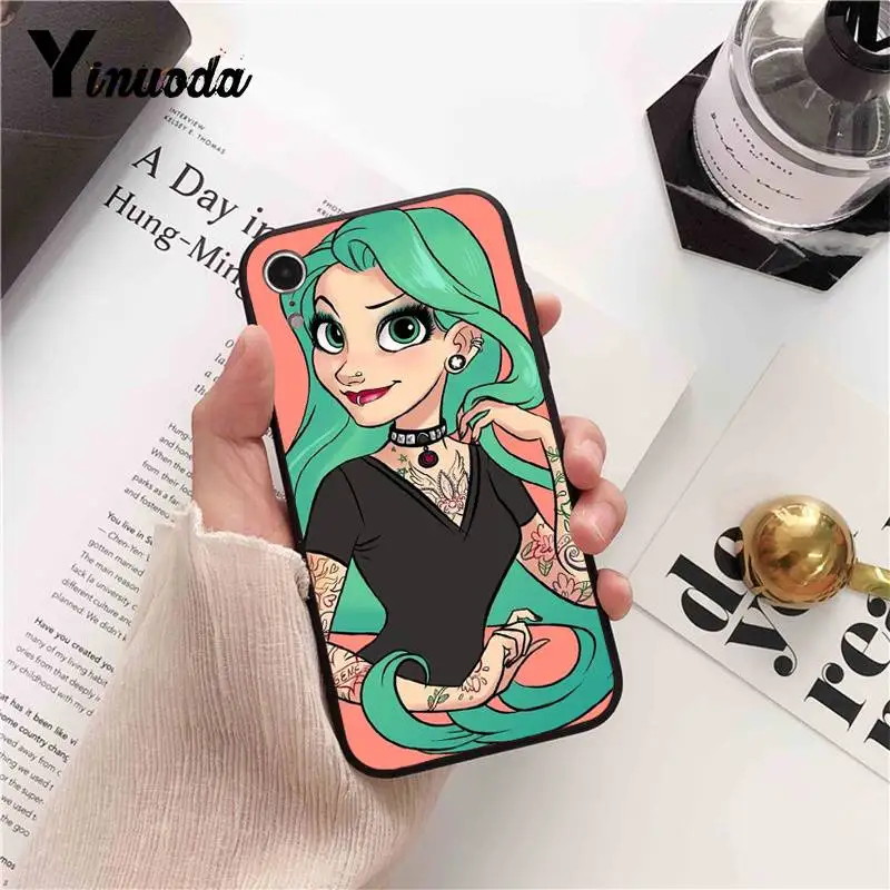 Yinuoda Татуированная принцесса Алиса Ариэль Жасмин клиент Телефон чехол для iPhone 8 7 6