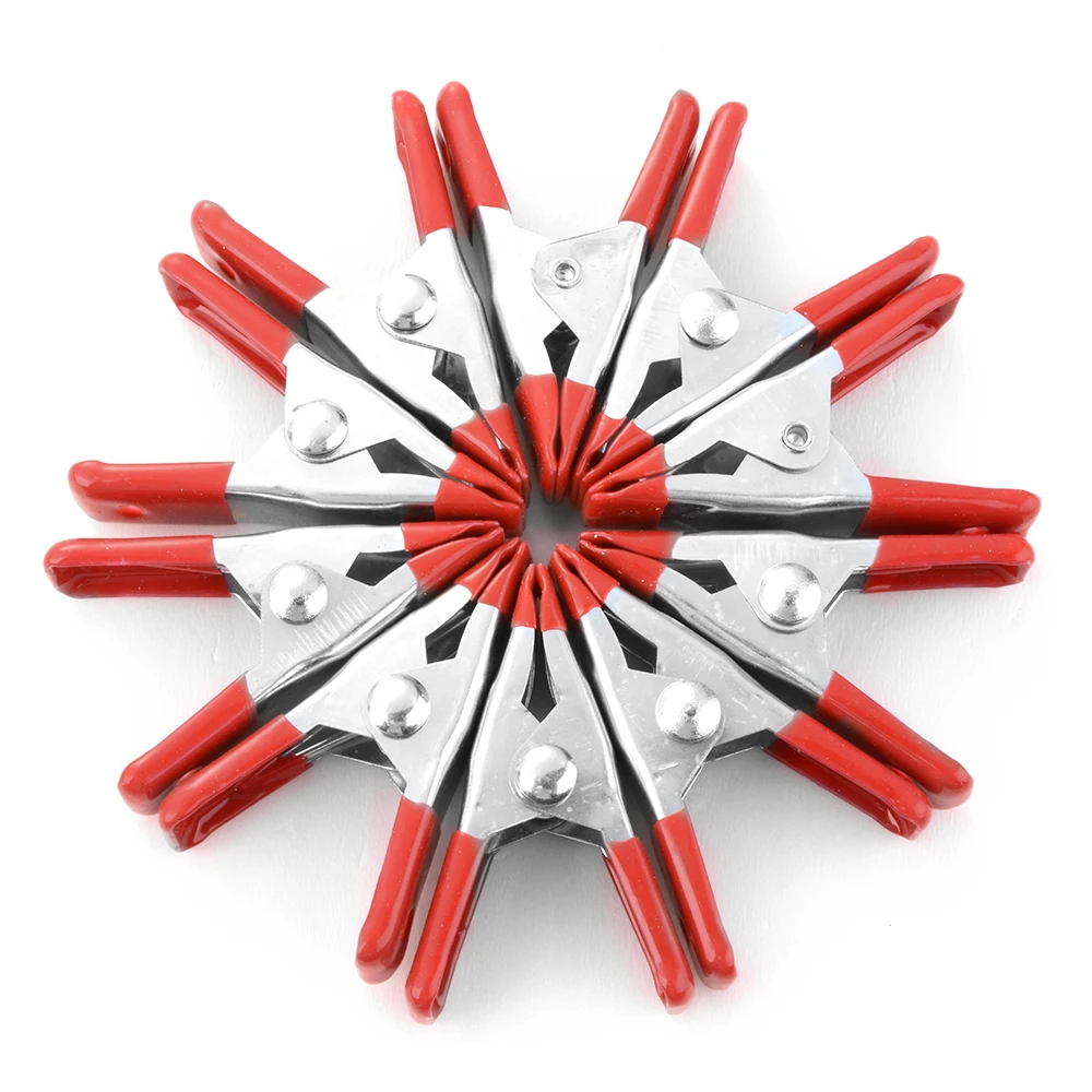 10pcs 2" Mini Metal Heavy Duty Spring Clamps Crocodile Clip Red Plastic Tips Tool Clips Grip Holder HT395 | Обустройство дома