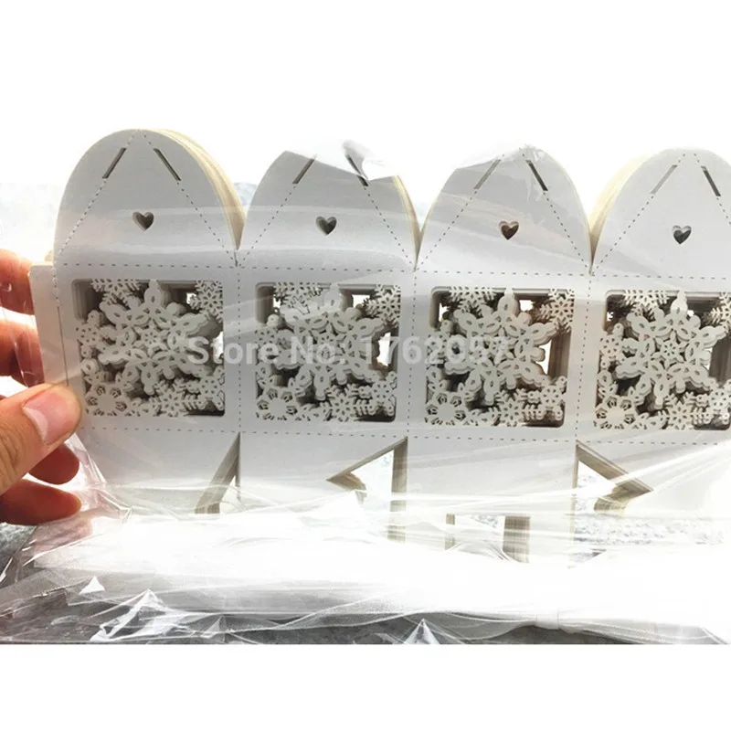 Lwedding favor Подарочная коробка Снежинка Лазерная Обработка, Рождественская тематика Шоколадные конфеты коробка День Рождения вечерние поставки свадьба 50 шт