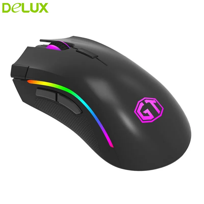 Delux Проводная геймерская мышь M625 USB оптическая мышь 5000 dpi 6600FPS ACC20G 7 кнопок с RGB светодиодный корпус из настоящего матового АБС-пластика