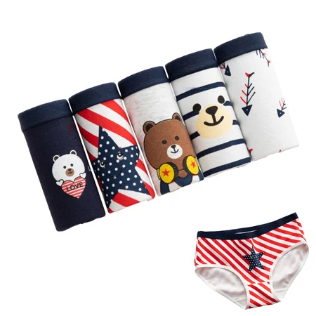 5 pcs qi 1 5 шт./лот, нижнее белье, женские трусики, женские сексуальные хлопковые шорты с принтом кота, трусы, трусы, бесшовные, Calcinhas, полосатые шорты для девочек - Цвет: 5 pcs qi 1