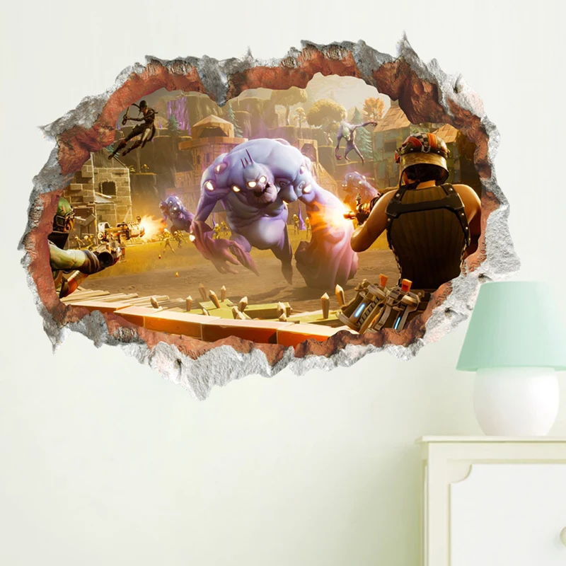 3d битва наклейки на стену мультяшное украшение для дома Монстры игра детская комната Настенный декор самоклеющийся гостиная поддельные окна