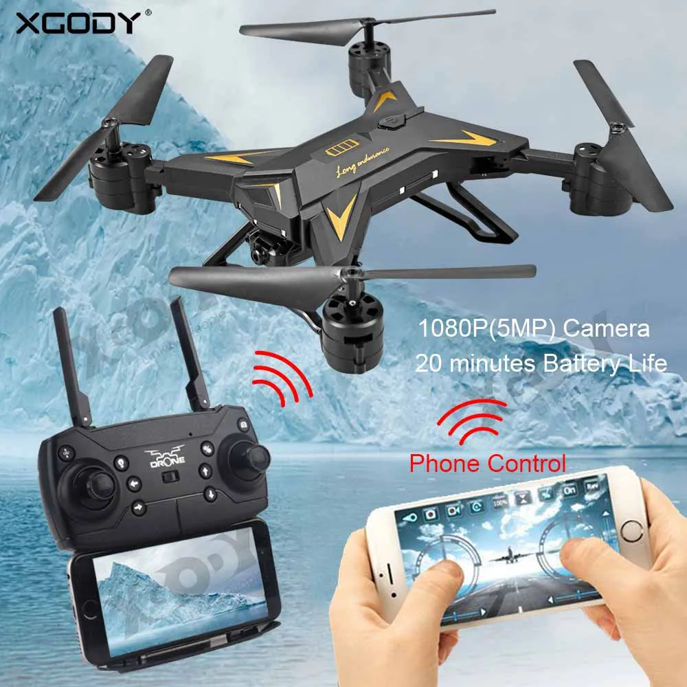 XGODY RC Квадрокоптер с камерой HD 1080 P 4 канала Складная ручная камера Дрон FPV 20 мин 5MP