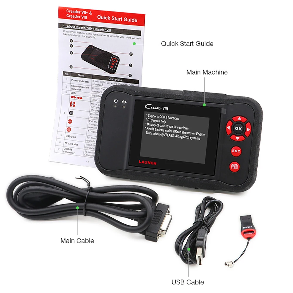 LAUNCH X431 obd2 считыватель кодов Creader диагностический прибор инструмент для ENG/ABS/SRS/AT +