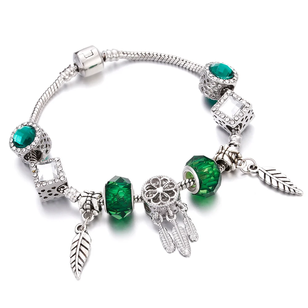 style 4 Шарм Черепаха подвеска Морская звезда океан Стиль женский серебряный браслет Корона чистая бабочка Бусы из горного хрусталя браслет романтическая девушка ювелирные изделия - Окраска металла: style 4