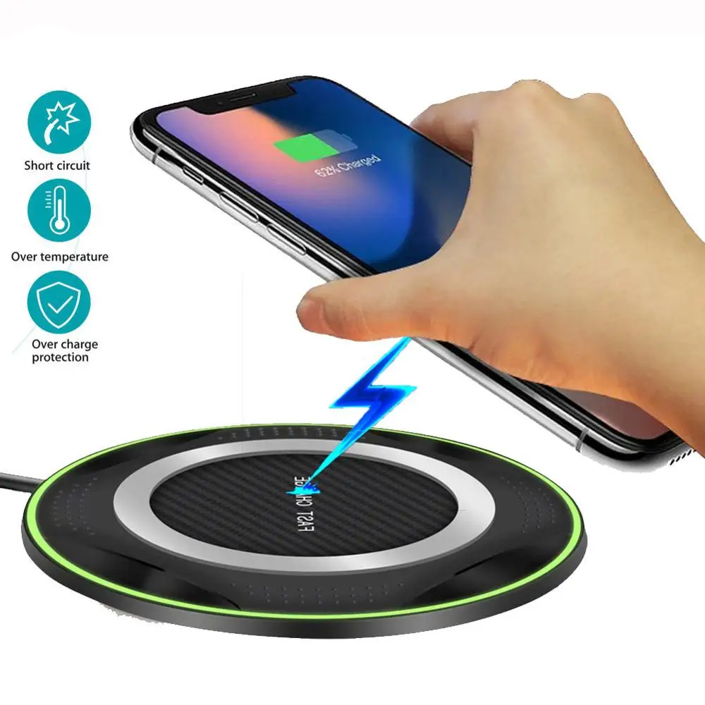 Slim 10W Qi Wireless Charger for iPhone 5 6 6s 7 8 11 12 Samsung S10 S8+/S7 USB Charger Pad