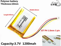 JST PH 1.0mm 3 pin Good Qulity 3.7V,1200mAH 103040 Polymer lithium ion / Li-ion battery for tablet pc BANK,GPS,mp3,mp4