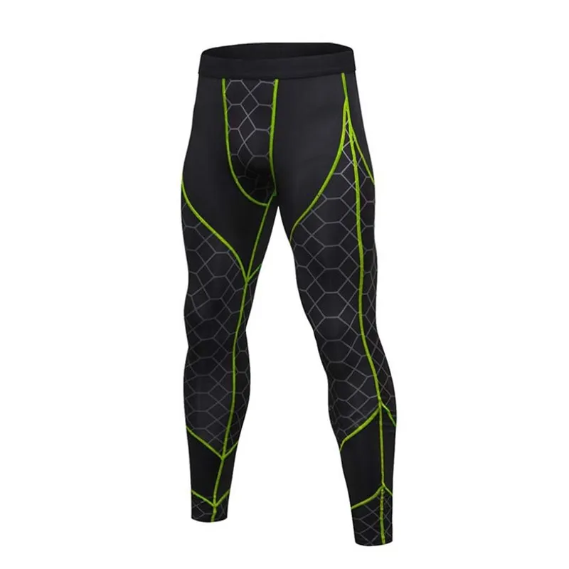 GREEN-PANTS Мотоцикл Для мужчин Thermo Нижнее бельё Спорт быстрое высыхание пот Фитнес базовых слоев костюмы плотно топы и штаны Спортивная одежда, нижнее белье - Цвет: GREEN-PANTS