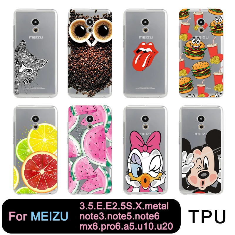 Для Meizu M3 M5 M5S X Металла e e2 note6 с Минни Маус милым рисунком Микки фруктов животных