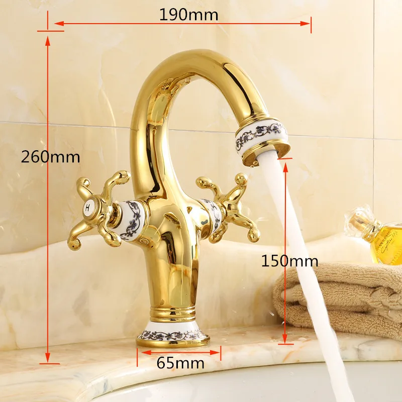 

Bathroom Basin Faucet Brass Sink Mixer Tap Hot & Cold Faucet Dual Handle Deck Mounted Luxury Lavatory Crane Mixer Tap torneira