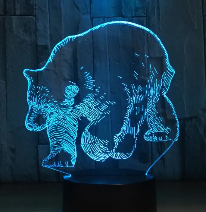 Bear 11 Акриловый светодиодный светильник с милым сердечком и медведем, 3D ночник для детей, спальный светильник, 7 цветов с сенсорным управлением и пультом дистанционного управления - Испускаемый цвет: Bear 11