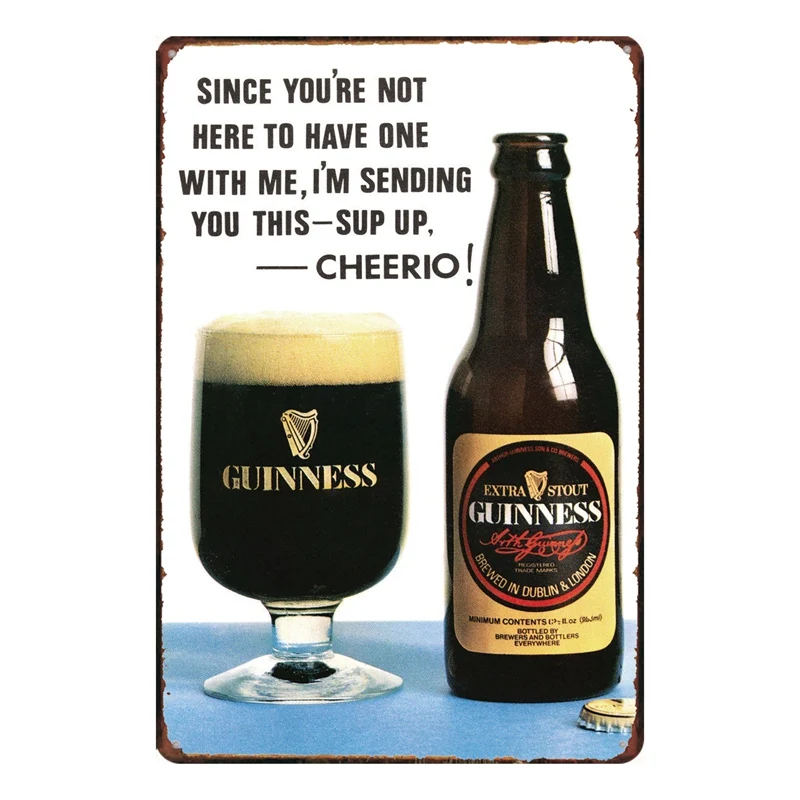 Винтажный металлический жестяной знак Guinness настенный бар домашнее искусство