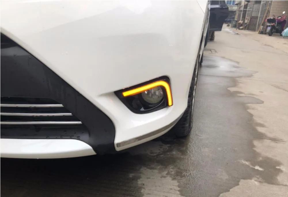 Водонепроницаемый светодиодный DRL дневного света для Toyota Vios- туман крышка лампы с отложным воротником светового сигнала или 3 цвета стиль