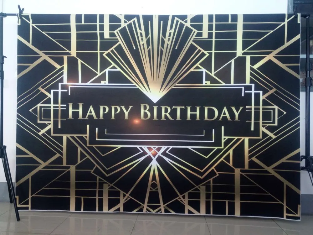 Great Gatsby photography backdrops sweet birthday table decor black gold background photocall photobooth backdrops|Фон для