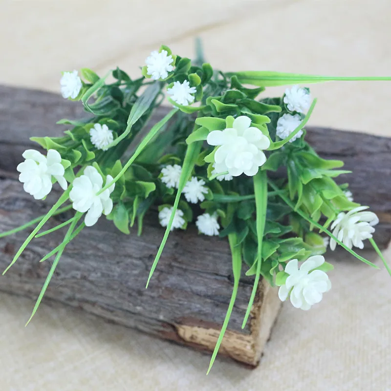Flone искусственный гипсофиловый цветок пластиковый букет с яркой травой