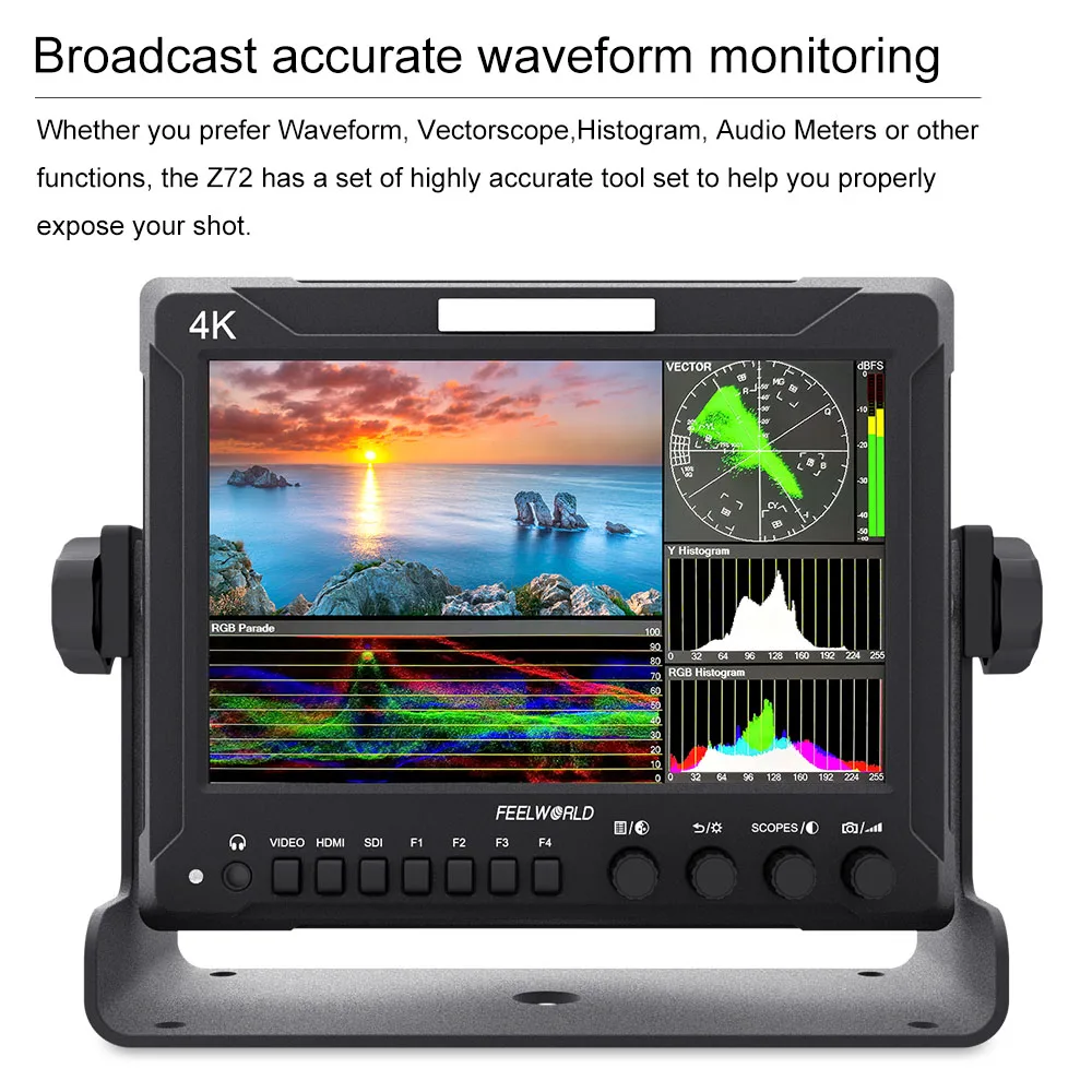 Feelworld Z72 7 дюймов Pro широковещательный монитор 3g SDI 4 к HDMI DSLR видео поле мониторы Full HD