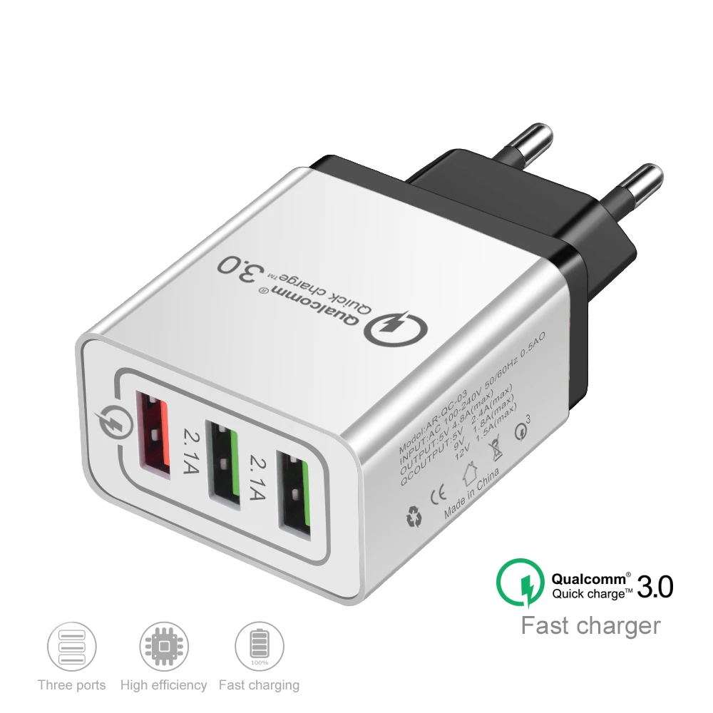 Дорожное зарядное устройство USB Quick charge 3 0 5 В/3 А для Iphone 7 8 европейская вилка