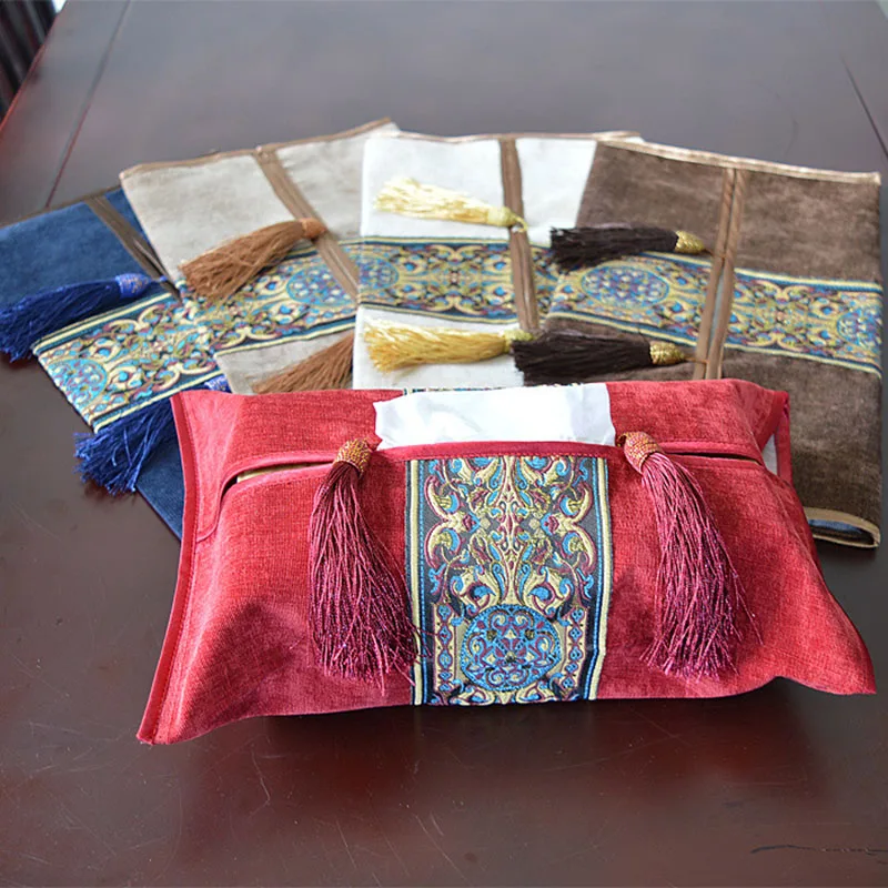 Тканевая коробка с вышивкой в европейском стиле чехол для прокачки салфеток