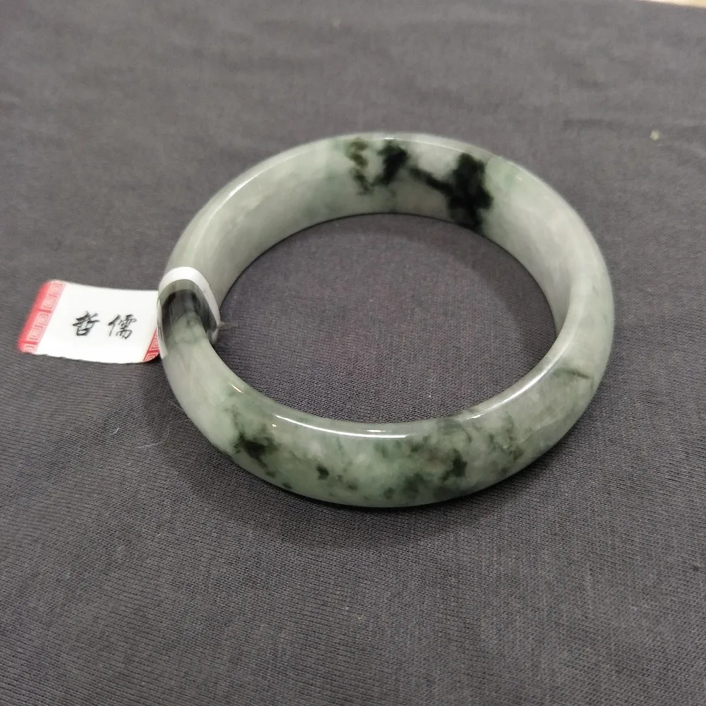 

Send A certificate Natural Myanmar Jadeite bracelets Carved light green two-color 54-61mm elegant ladies Jewelry gifts