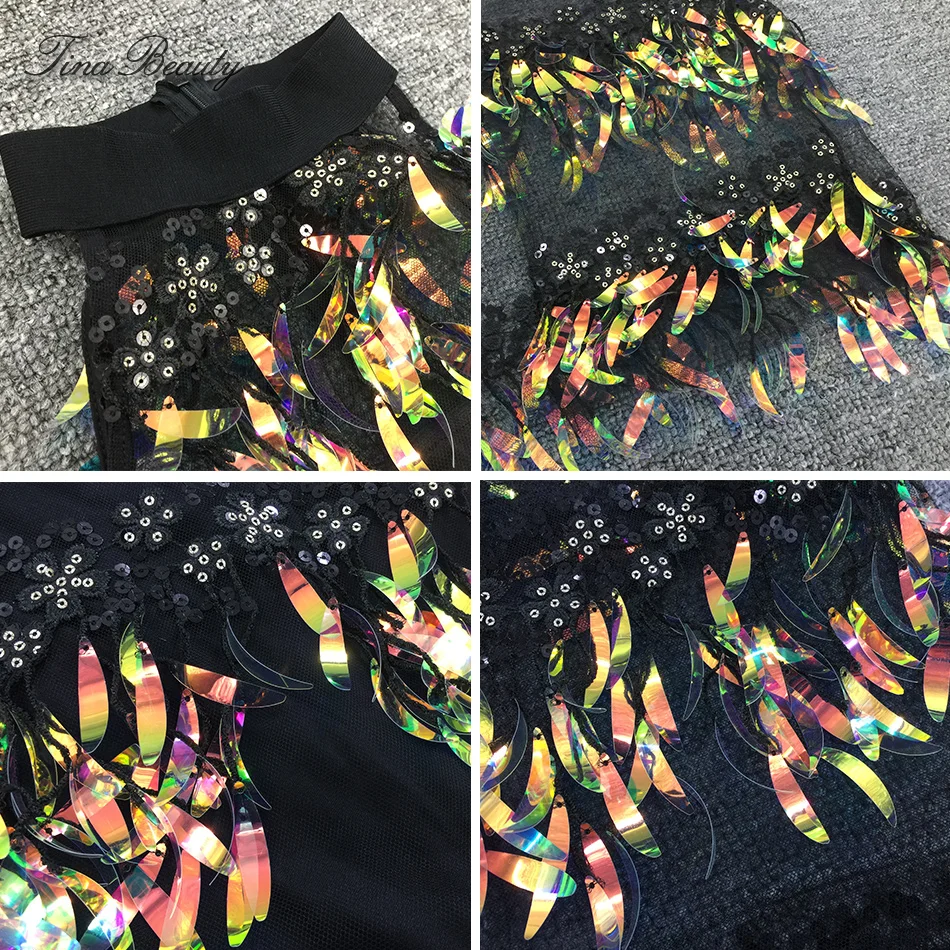 

Tina Beauty Halter Sheer Lace Mesh Maxi Dress Female Glitter Sequined Long Tassel Back Split Long Dress for Womens