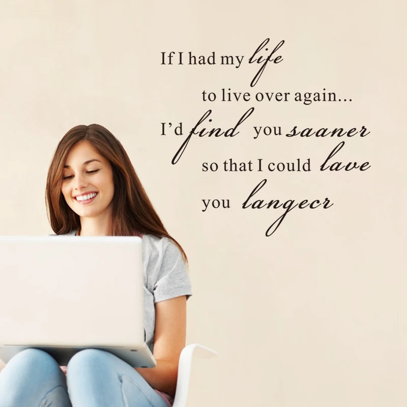 

23*22 ''если у меня была жизнь, чтобы переживать снова" Цитата крутые Наклейки на стены новогодние Съемные Виниловые наклейки на стену ZYVA-8284