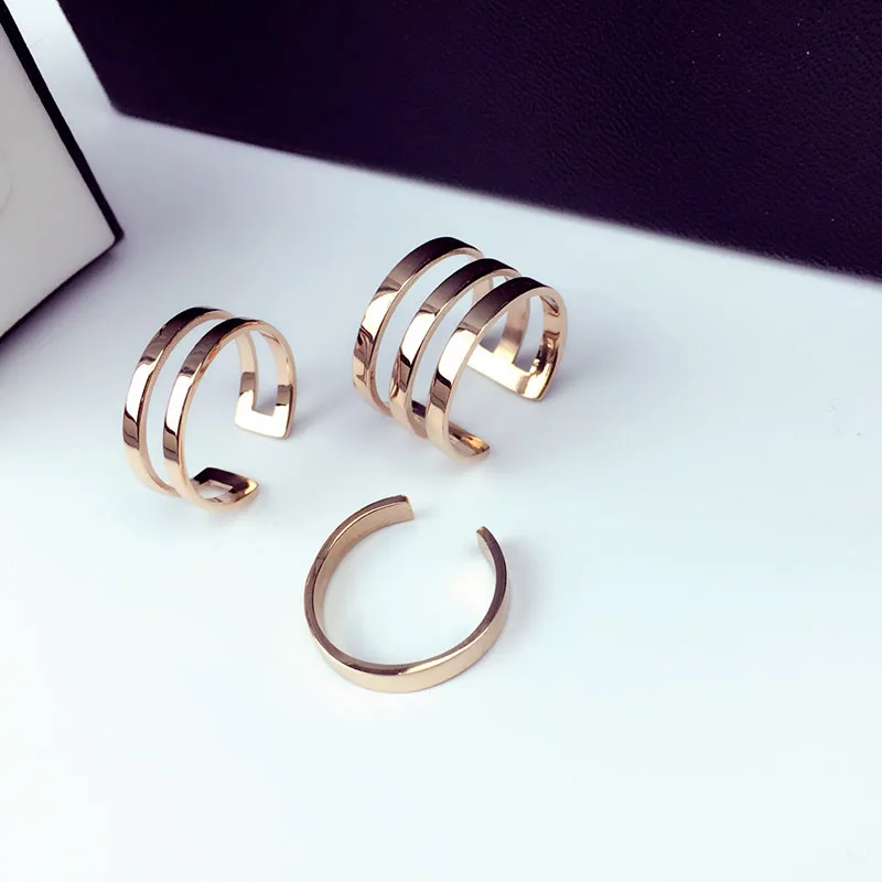 Классический набор колец YUN RUO 2020 цвета розового золота для женщин и девушек